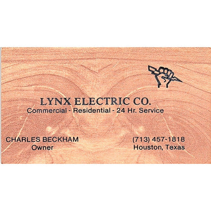 Lynx Electric Charles Beckham Houston TX Vintage Business Card SF3-B6