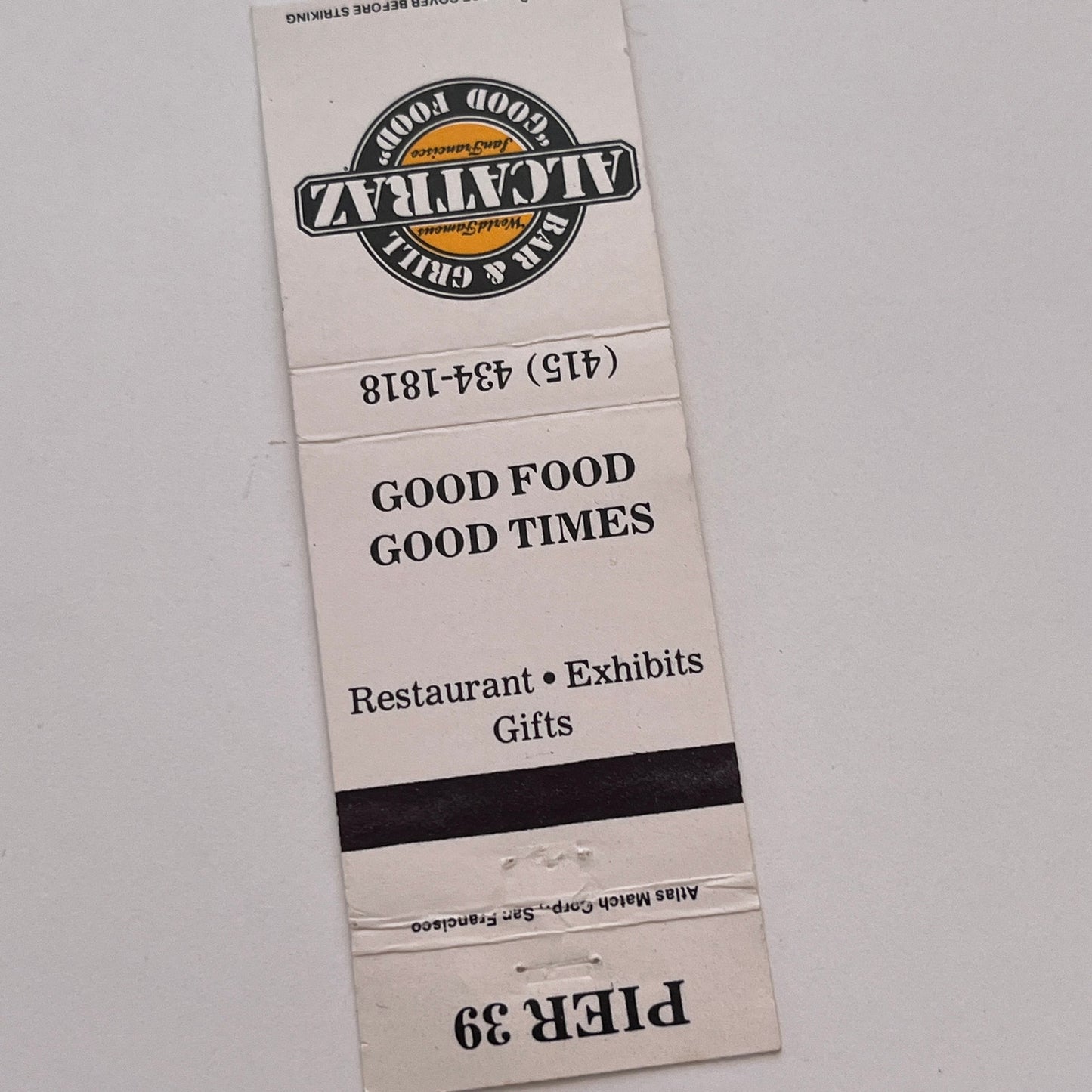 Alcatraz Bar & Grill Pier 39 Vintage Matchbook Cover MB59-2