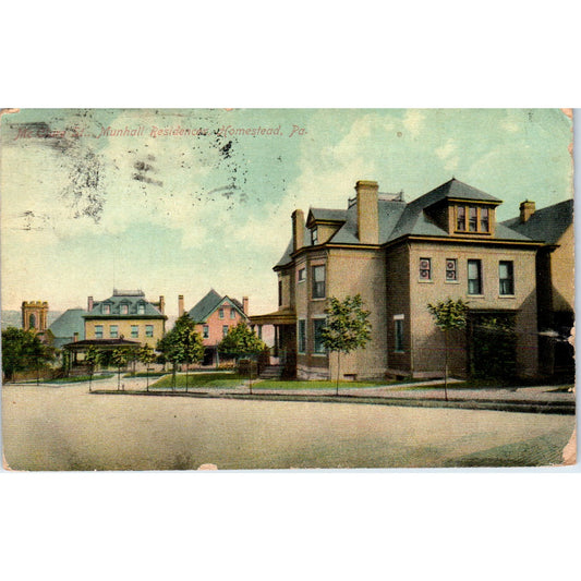 1910 Munhall Residence Homestead PA Street View Postcard PD8