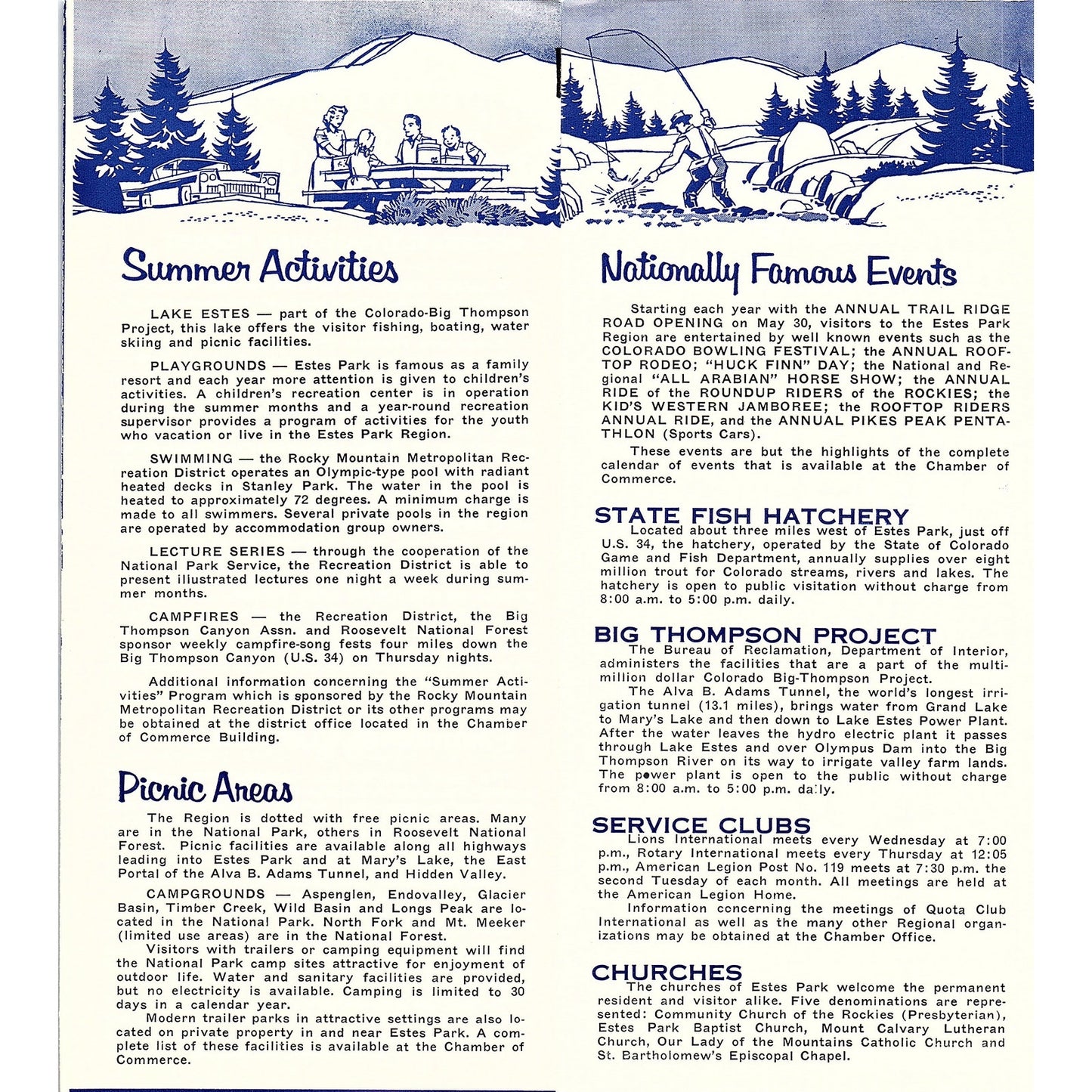 1950s Things to Do and See in Estes Park Colorado Travel Brochure AF9-2