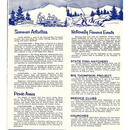 1950s Things to Do and See in Estes Park Colorado Travel Brochure AF9-2