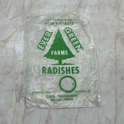 Vintage Evergreen Farms Radishes Bag Carl Erickson Anoka Minnesota AE3