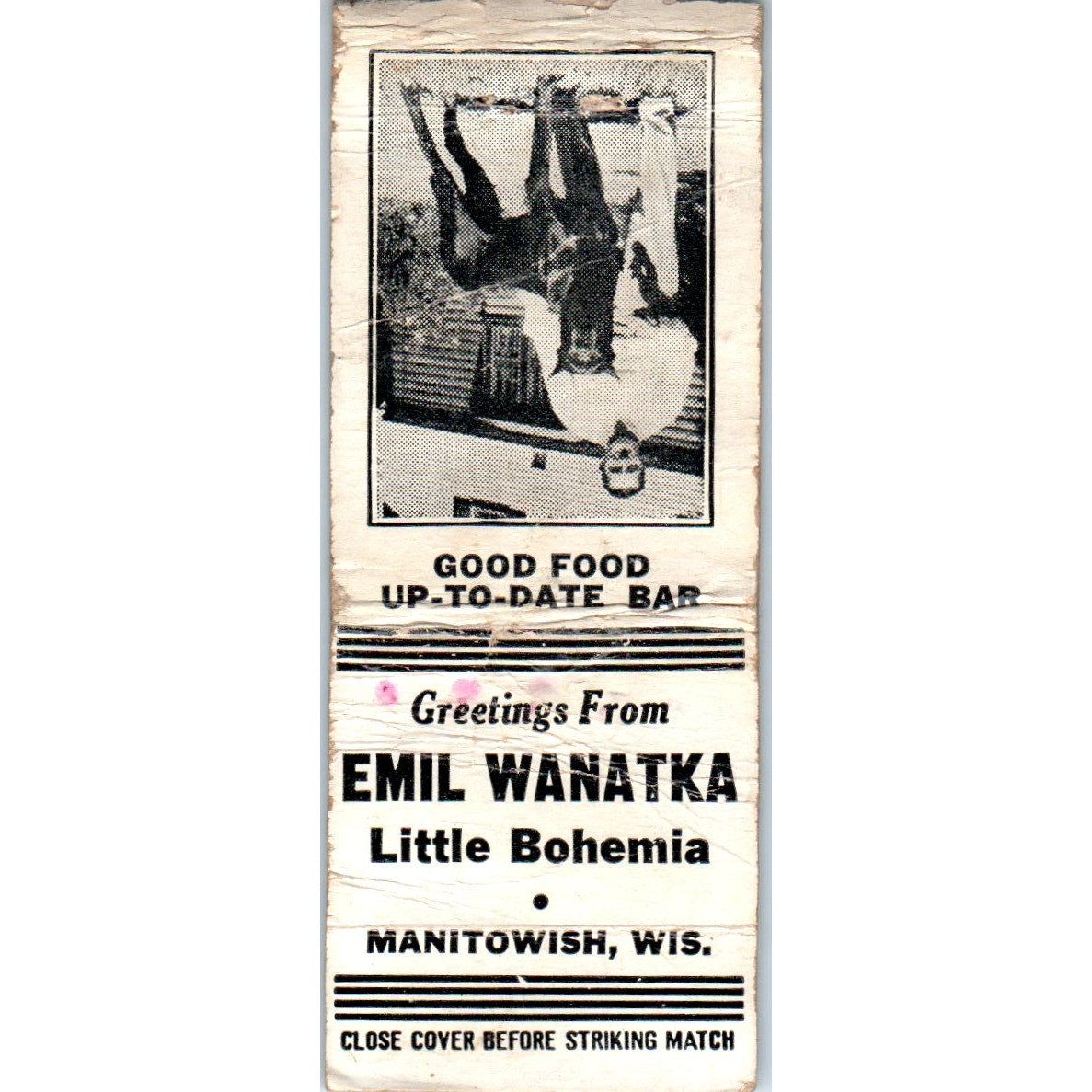 Emil Wanatka Little Bohemia Manitowish WI Vintage Matchbook Cover SD2-Y10