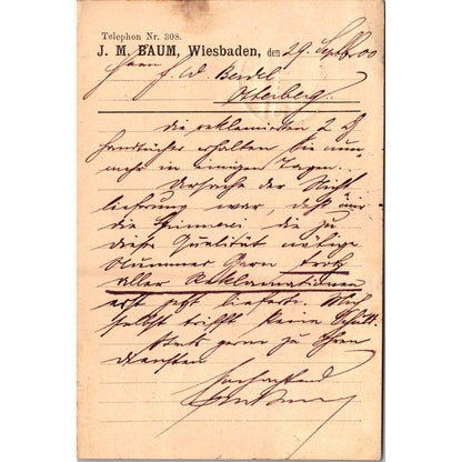 J.M. Baum Wiesbaden Otterburg 1900 German Reich Postcard P5-11