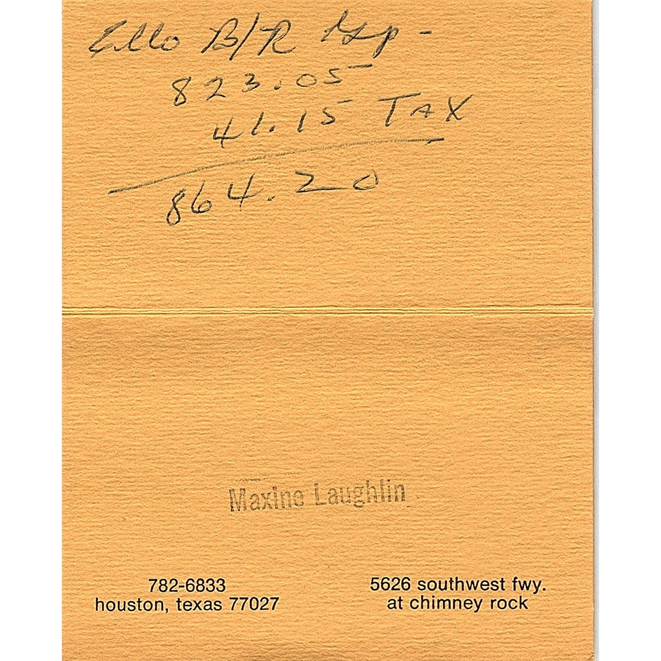 Maxine Laughlin Laughlin's Contemporary Interiors Houston Business Card TH2-B2