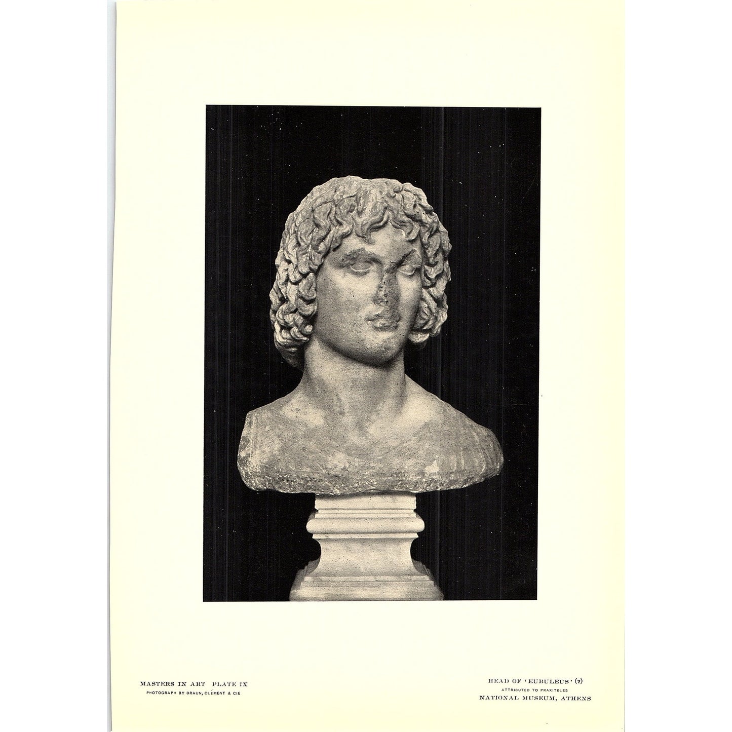 Head of Eubuleus - Praxiteles - 1902 Litho Art Print AF4-9