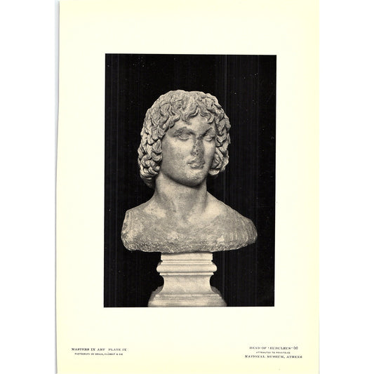 Head of Eubuleus - Praxiteles - 1902 Litho Art Print AF4-9