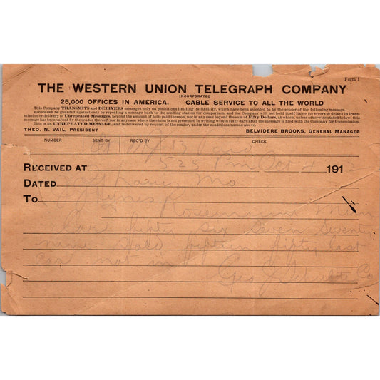 1912 Western Union Telegraph From St. Louis MO to Rosemount Minnesota AJ4-2