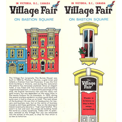 Village Fair on Bastion Square Victoria BC Canada 1960s Travel Brochure TH2-TB4