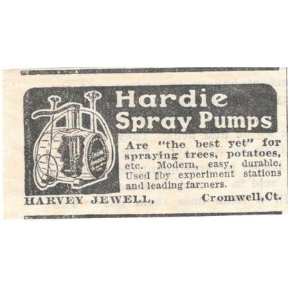 Hardie Spray Pumps Harvey Jewell Cromwell CT 1905 Magazine Ad AF1-NES1