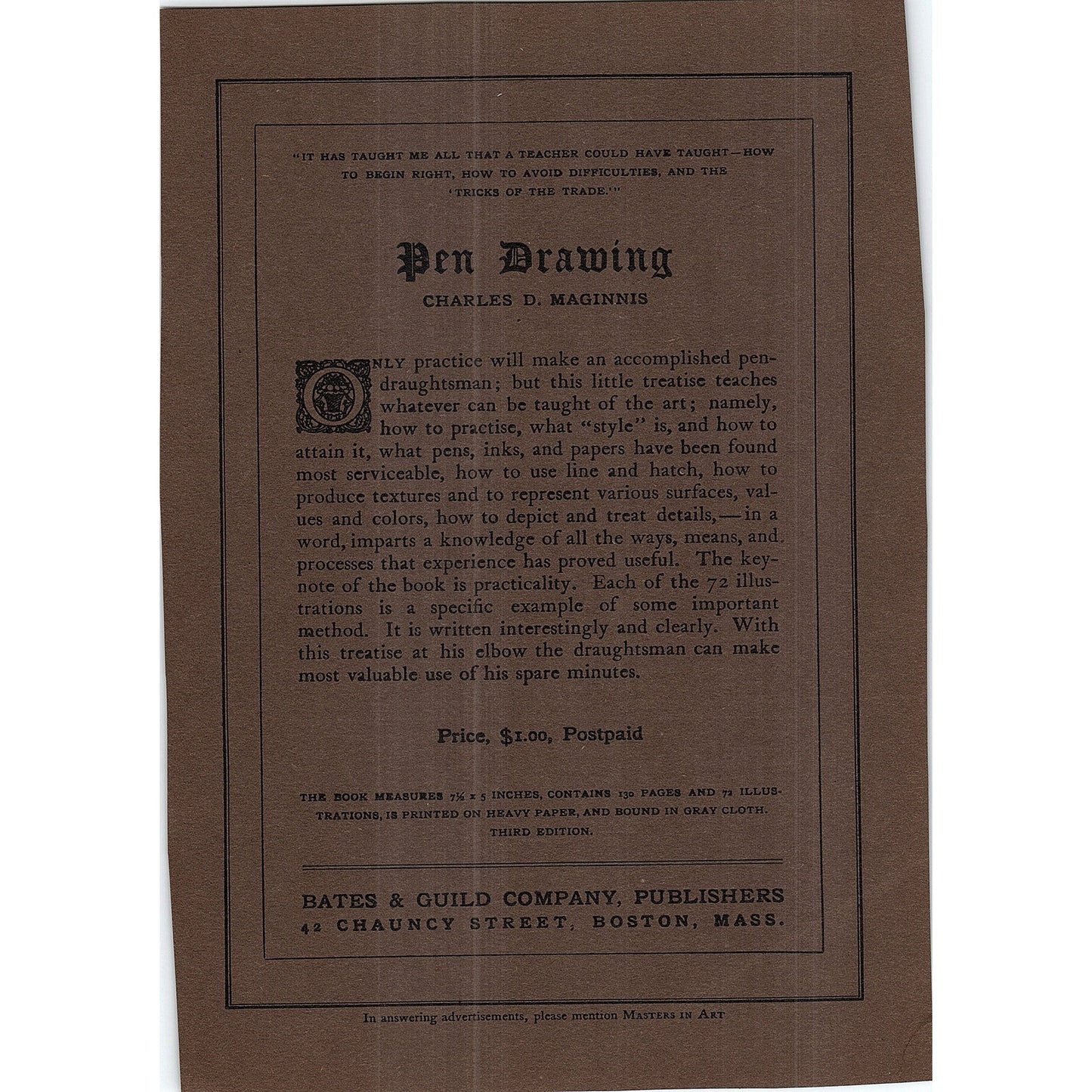 Pen Drawing Charles D Maginnis Bates & Guild Co Boston - 1902 Ad AF4-13