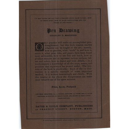Pen Drawing Charles D Maginnis Bates & Guild Co Boston - 1902 Ad AF4-13