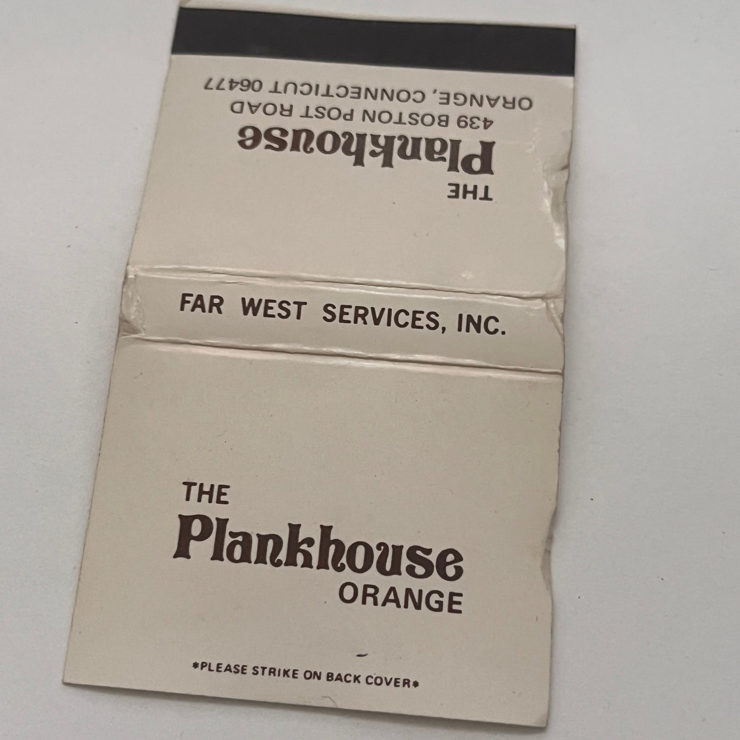 The Plankhouse Orange CT Vintage Matchbook Cover TB8-MB2-2