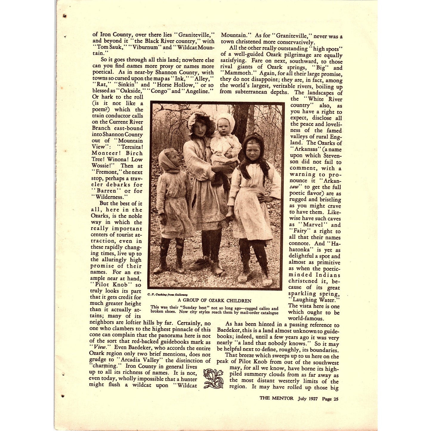 The Ozarks - Highlands of the Middle War Charles Phelps Cushing 5 pgs 1927 AG3-5