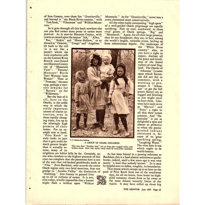 The Ozarks - Highlands of the Middle War Charles Phelps Cushing 5 pgs 1927 AG3-5