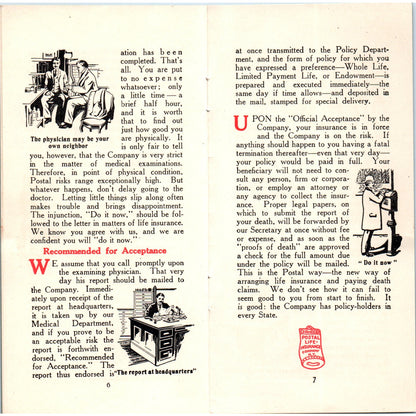 Vintage c1930 Postal Life Ins Company NY Info Booklet TH2-O2