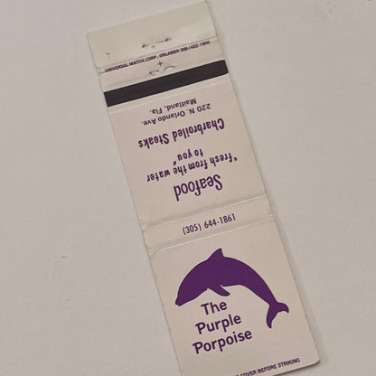 The Purple Porpoise Seafood Maitland FL Vintage Matchbook Cover TB6-MB2-2
