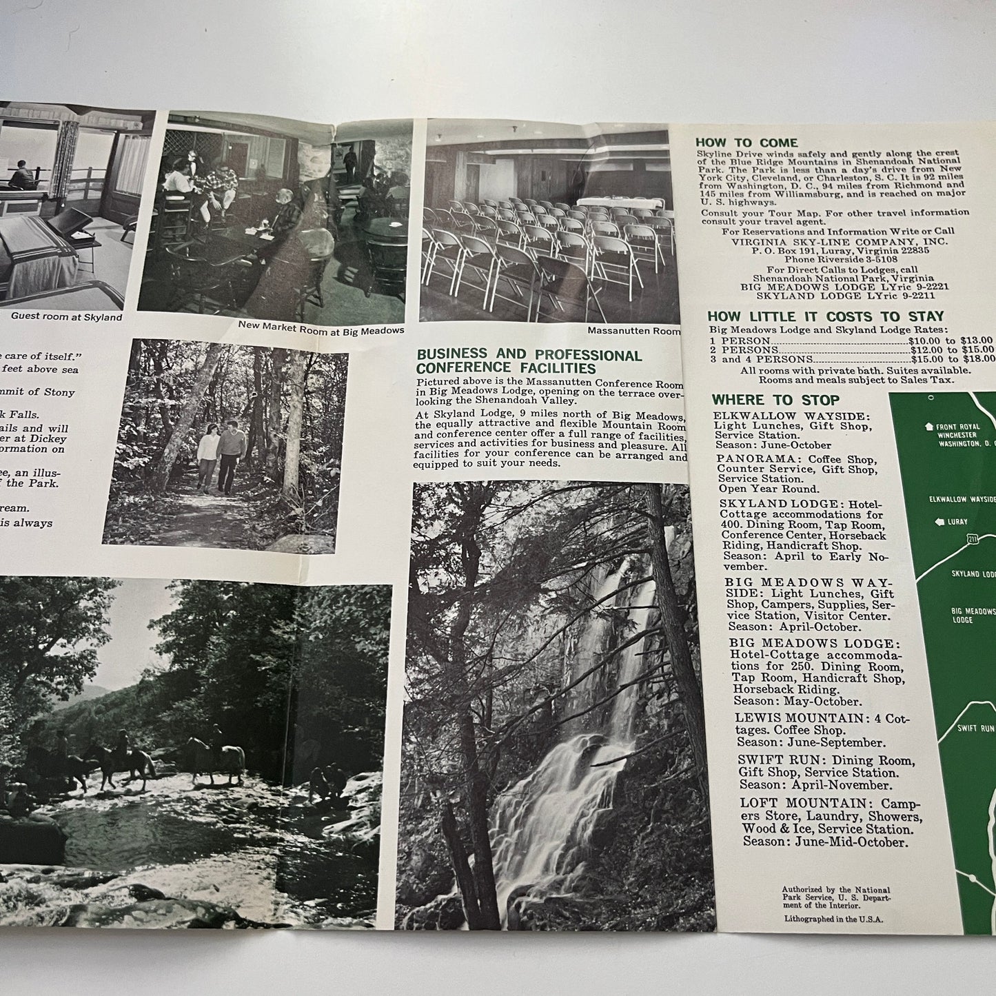 Skyline Drive Shenandoah National Park Virginia 1960s Travel Brochure SAI1-2