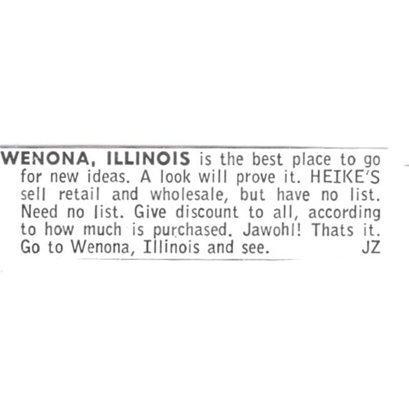Heike's Lapidary Rock Shop Wenona Illinois 1972 Ad AF8-S14