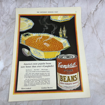 Campbells Pork and Beans Tomato Sauce Supplies 1928 Original Advertisement FL6-8