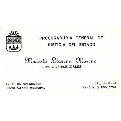 Madesta Llarena Moreno Cancun Vintage Business Card SC9-B5