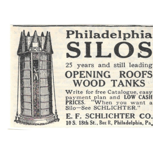 Philadelphia Silos E.F. Schlichter Co PA 1924 Ad AG3-S2