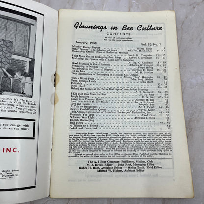 1958 Jan Gleanings in Bee Culture Beekeeping Magazine A.I. Root Co Medina OH TD5