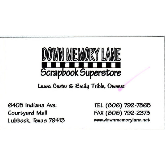 Down Memory Lane Scrapbook Laura Carter Emily Trible Lubbock Vtg Card SC9-B11