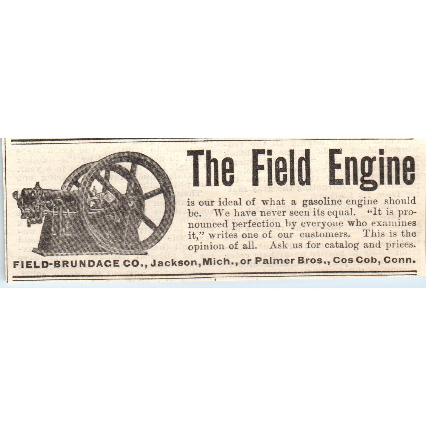 Field Engine Field-Brundage Jackson MI Palmer Bros Cos Cob CT 1905 Ad AF1-NH1