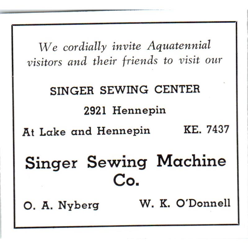 Singer Sewing Machine Co O.A. Nyberg W.K. O'Donnell Minneapolis 1940 Ad AF1-SS4