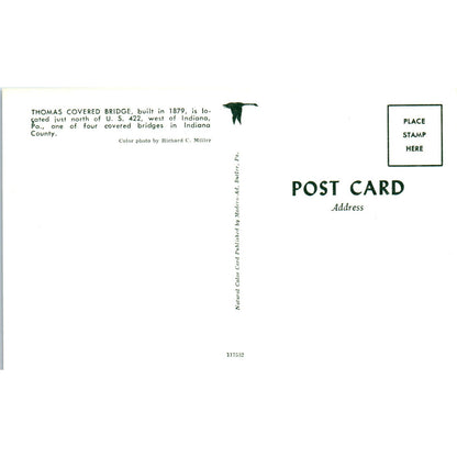 Indiana County, IN Thomas Covered Bridge Postcard PB10