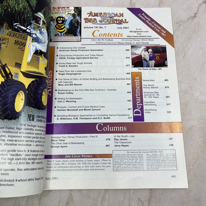 2001 July American Bee Journal Magazine Bees Beekeeping Honey M7