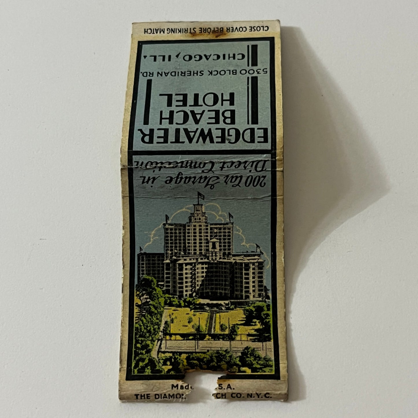 Edgewater Beach Hotel Chicago IL Vintage Matchbook TB6-MB2-11