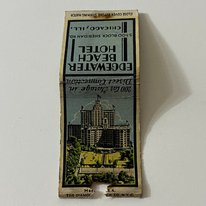 Edgewater Beach Hotel Chicago IL Vintage Matchbook TB6-MB2-11