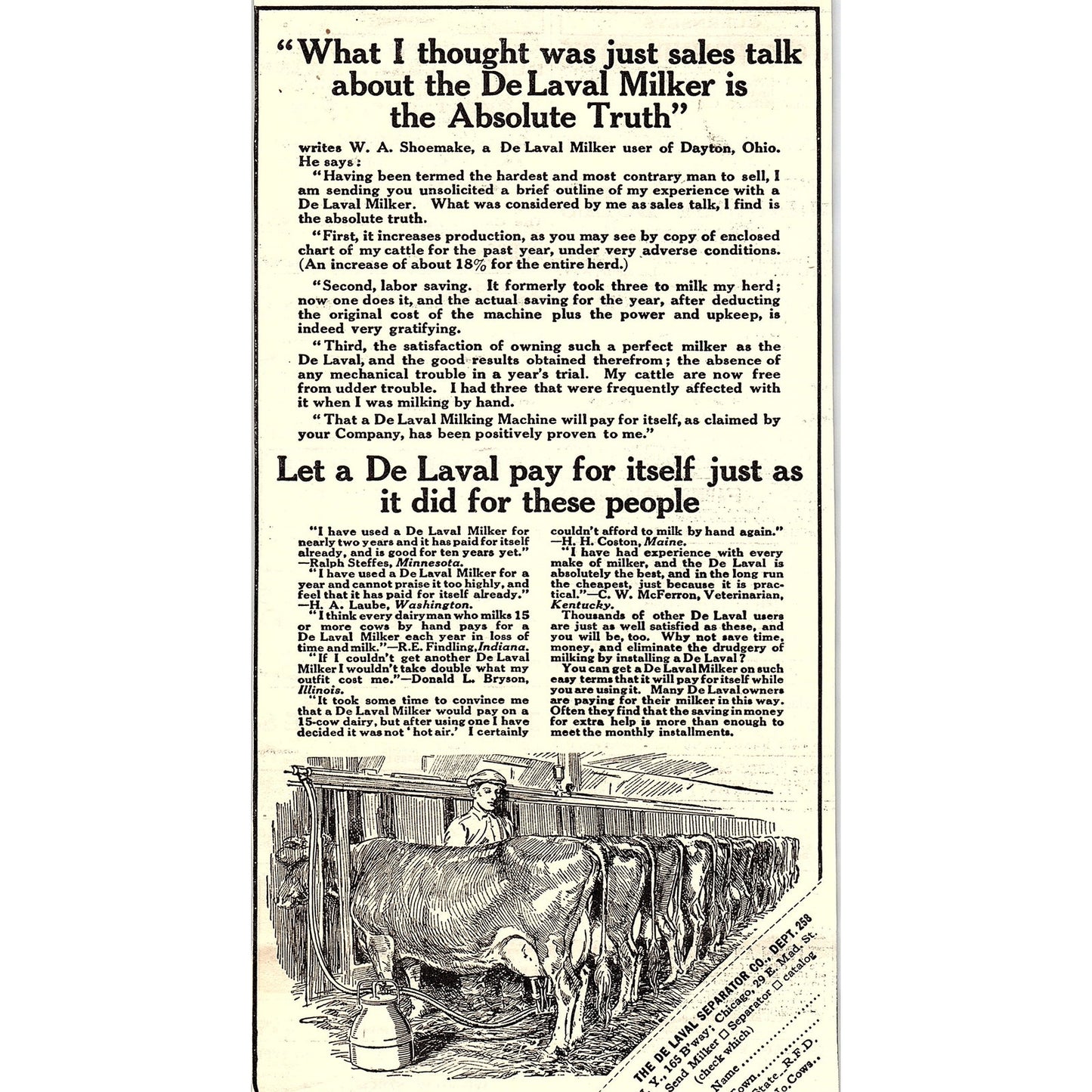 The De Laval Separator Co Cream Separator New York Chicago 1924 Ad AG3-4