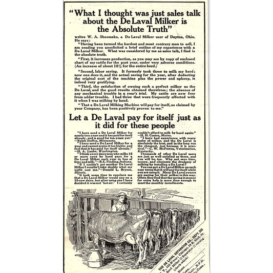 The De Laval Separator Co Cream Separator New York Chicago 1924 Ad AG3-4