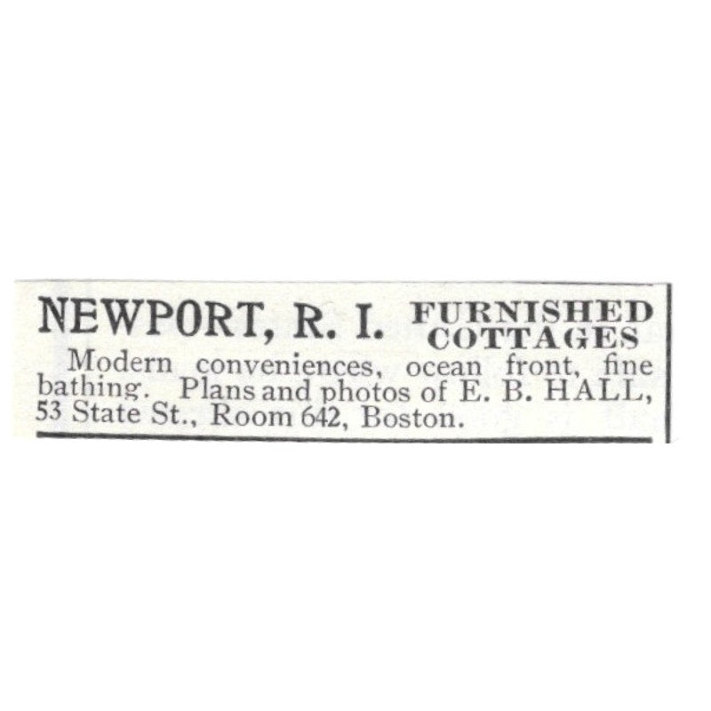 Newport RI Cottages E.B. Hall Boston 1903 Magazine Ad AF7-SS3