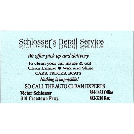 Victor Schlosser Detail Service 310 Crosstown Ferry Vintage Business Card SC9-B1