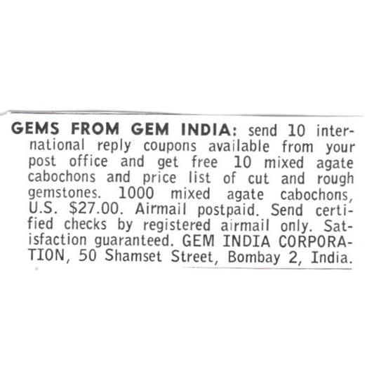 Gem India Corporation Bombay India 1972 Ad AF8-S10