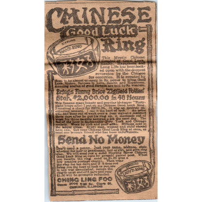 Ching Ling Foo Chicago Chinese Good Luck Ring 1923 Magazine Ad Clip AE1-3