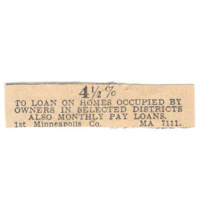 1st Minneapolis Co Home Loans 1935 Minneapolis Journal Advertisement AE7-H3