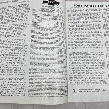 Replacement Panels - '55, '56, '57 Classic Chevy World Magazine - Dec 1976 M29