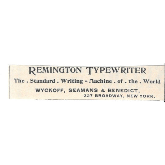 Remington Typewriter Wyckoff, Seamans & Benedict NY 1894 Ad AK6-S7