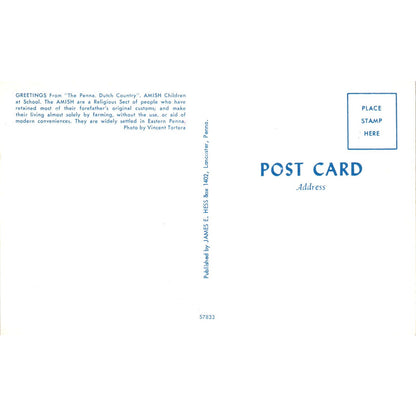 Amish Children on Chalkboard at School Pennsylvania Dutch Country Postcard PD8