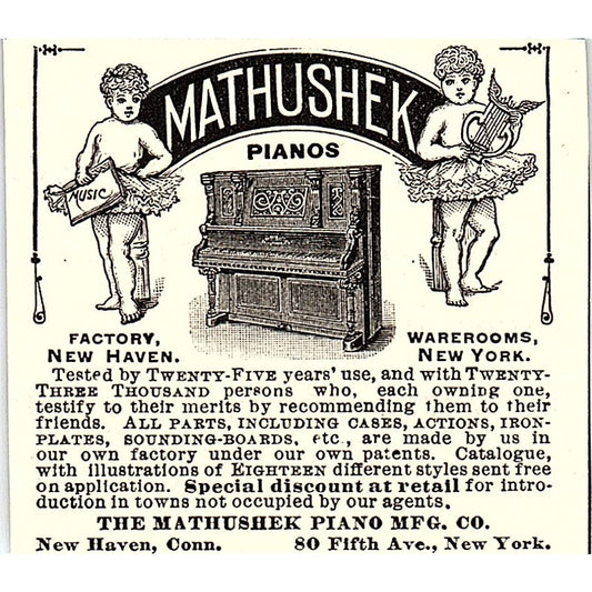 Mathushek Piano Mfg Co New Haven CT 1892 Ad AG2-S25
