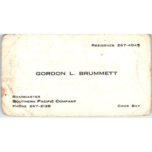 Gordon L. Brummett Southern Pacific Transportation Coos Bay Business Card SD4-B4