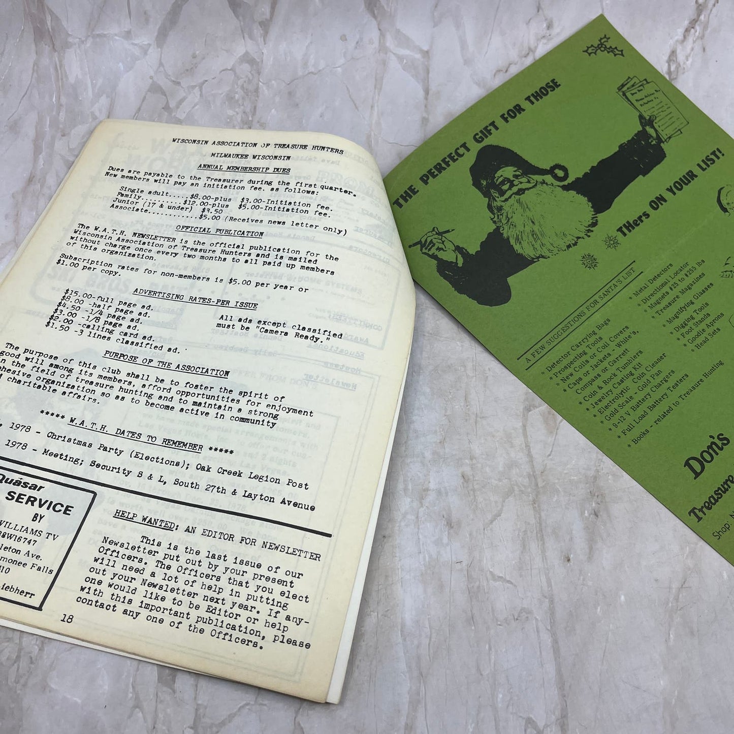 1978 Wisconsin Association of Treasure Hunters Newsletter M20