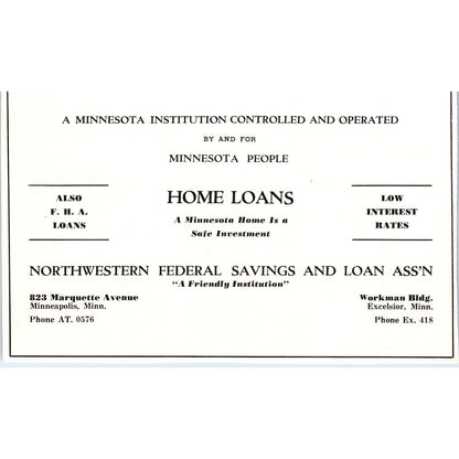 Northwestern Federal Savings and Loan Assn Minneapolis 1940 Magazine Ad AF1-OM