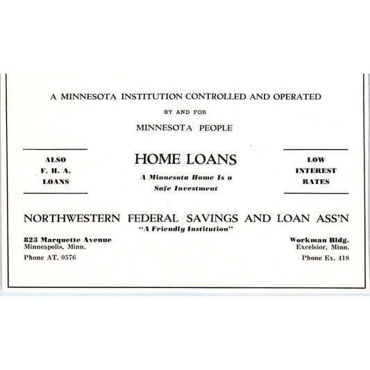 Northwestern Federal Savings and Loan Assn Minneapolis 1940 Magazine Ad AF1-OM