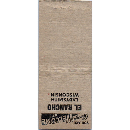 El Rancho Lucille & Ted Sandon Ladysmith WI Vintage Matchbook Cover SD4-Y13